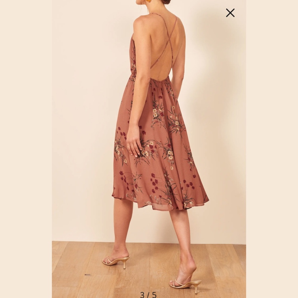 NWOT Reformation Uma Midi Dress in Floral Pink - Picture 5 of 15